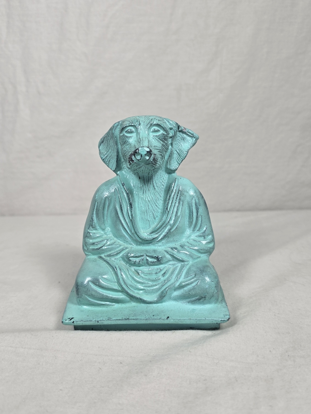 Turquoise Dog Buddha Bookend Figurine Boho Decor Made in India Single